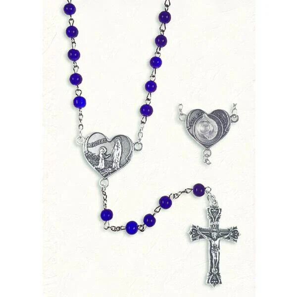 Beautiful Lourdes rosary from Rome Mary Bernadette blue Miracle Water 