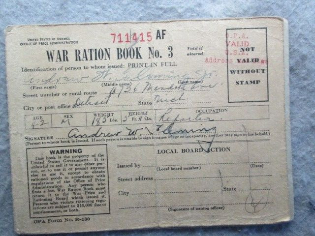 Vintage War Ration Book No. 3 With Stamps