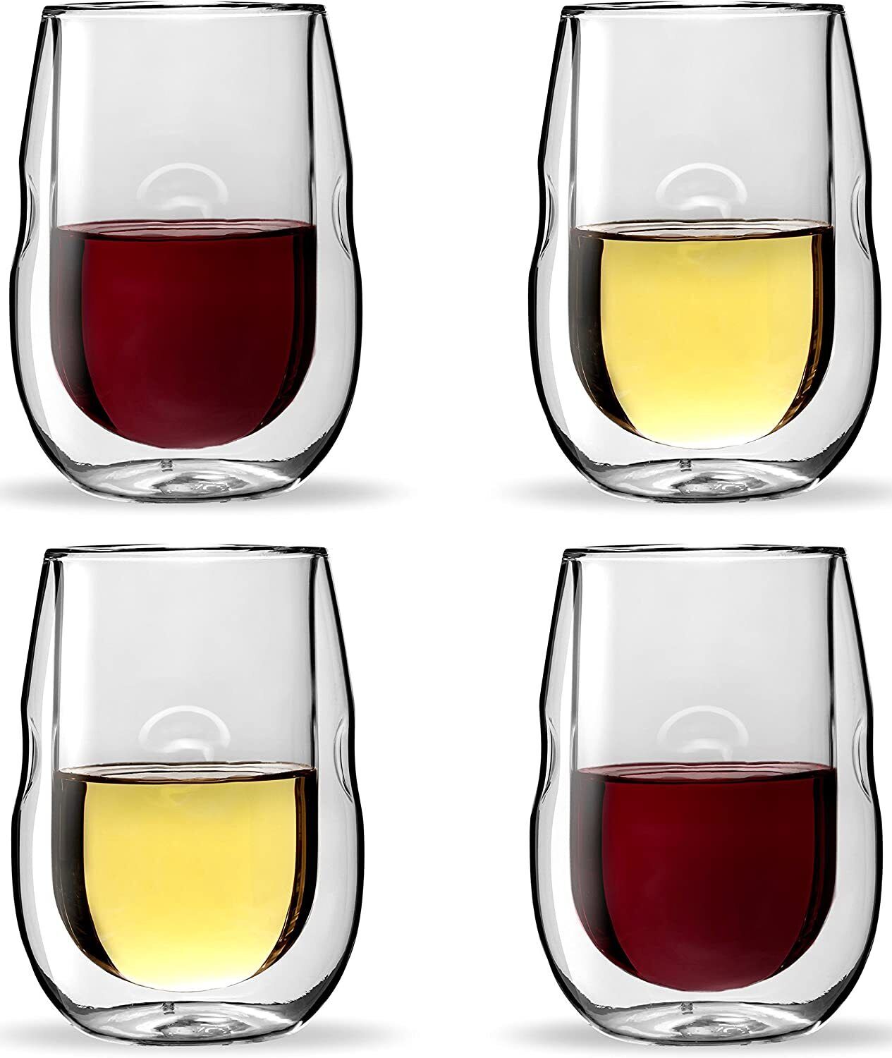 Moderna Artisan Series Double Wall Insulated Wine Glasses, Set of 4 Wine Glasses