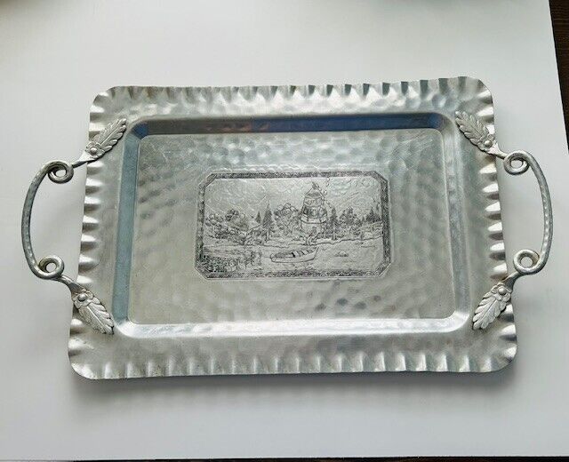 Vintage Cromwell Hand Wrought Hammered Aluminum Tray