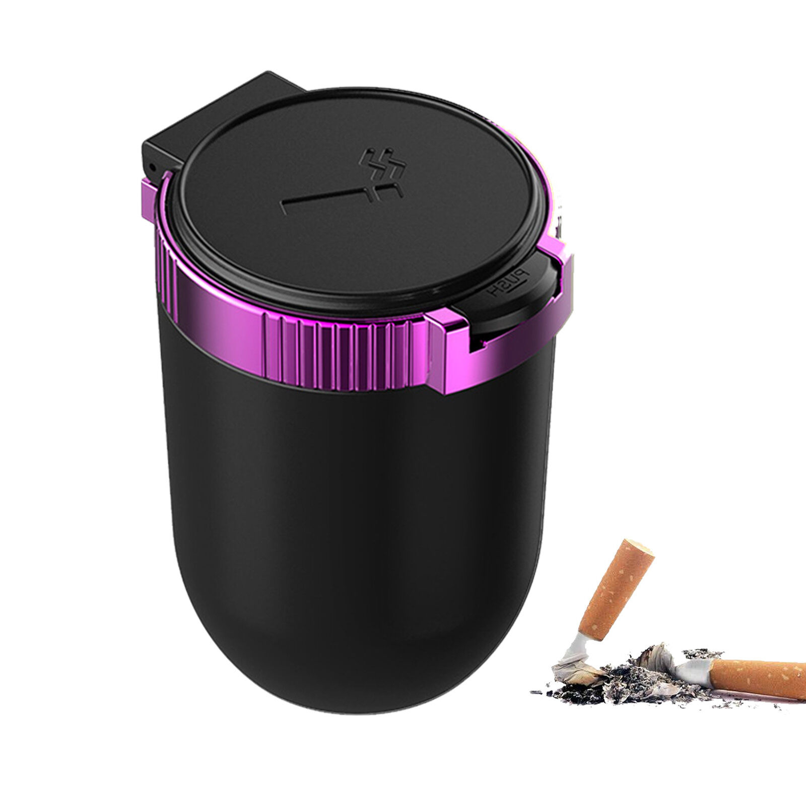 Car LED Light Up Ashtray Smokeless Ash Cigarette Cylinder Holder Cup Purple