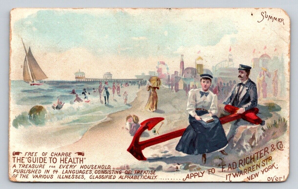 1893 94 Calendar Anchor Pain Expeller Beach Boardwalk People Summer P162