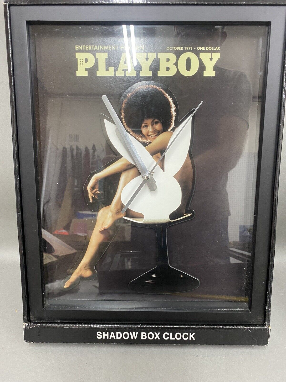 Playboy Shadow Box Clock NEW  October 1971 Darine Stern First Black Playmate