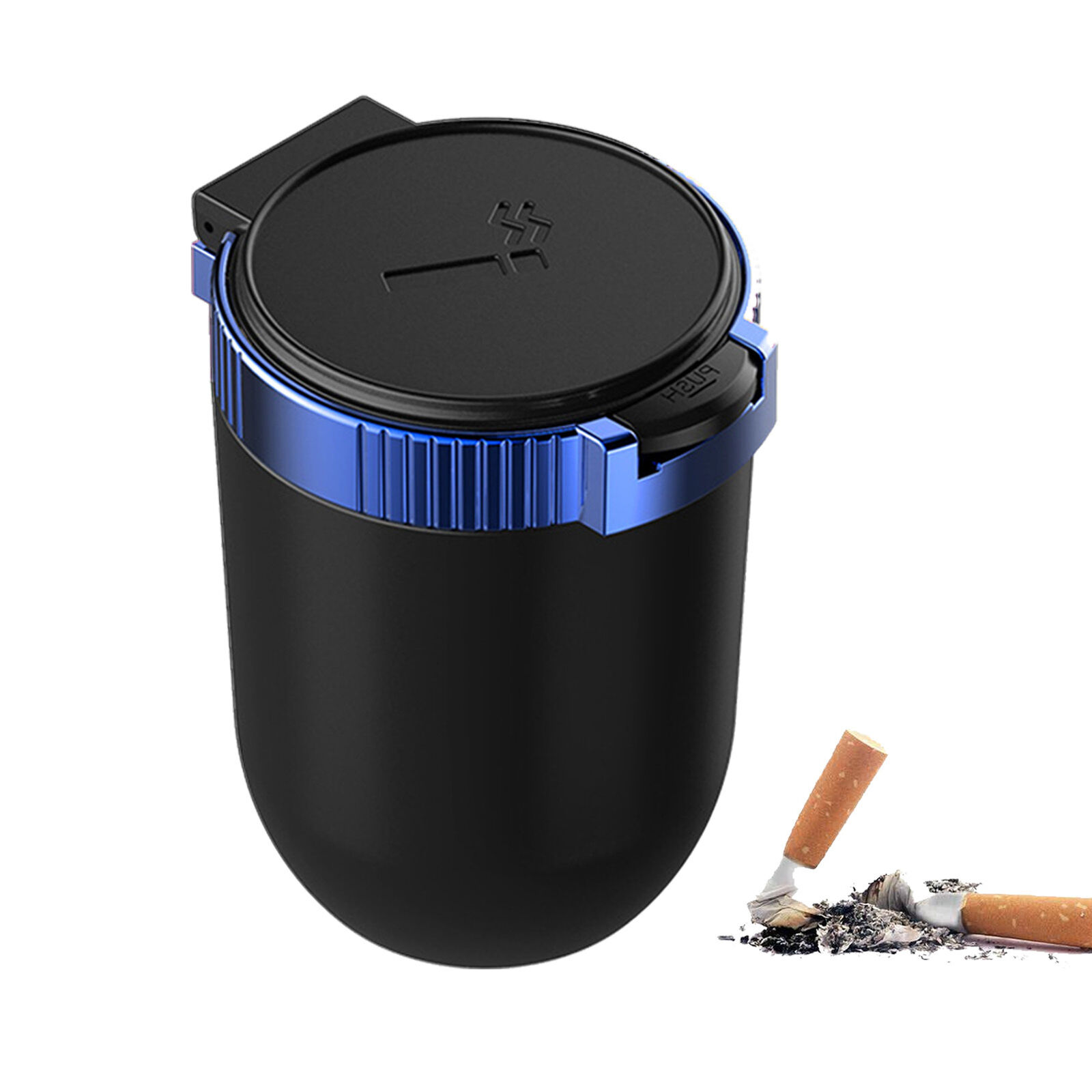 Car LED Light Up Ashtray Smokeless Ash Cigarette Cylinder Holder Cup Blue