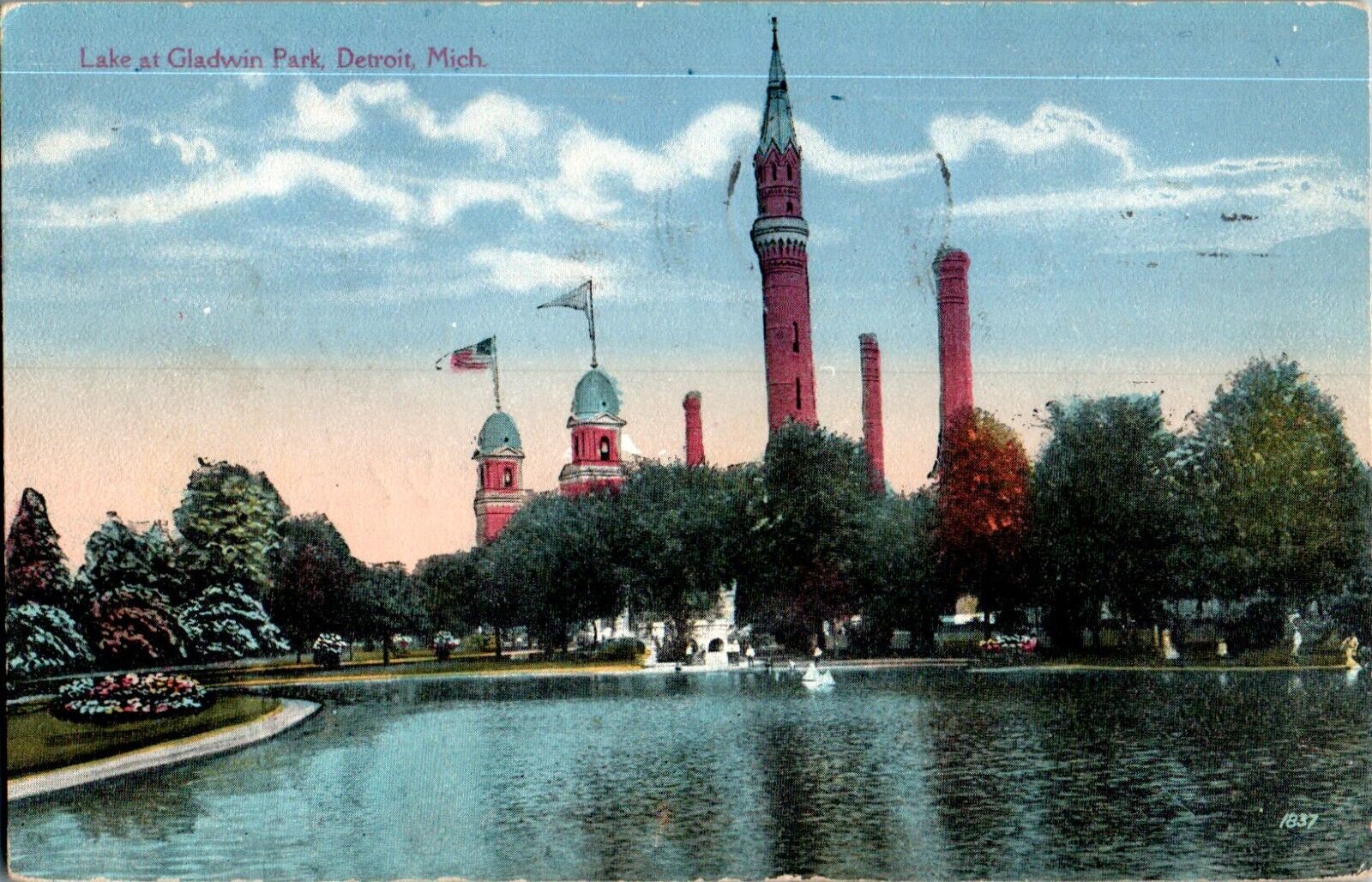 Lake at Gladwin Park, Detroit, Michigan MI 1915 Postcard