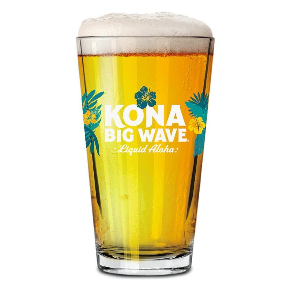 Kona Brewing Company Big Wave Signature 16 Ounce Pint Glass - New - Set of 2