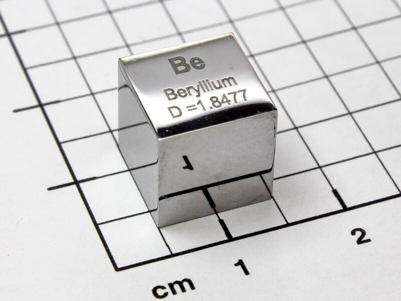 Beryllium - high precision density cube 1cm3 - 10.0mm  - 99.9% purity