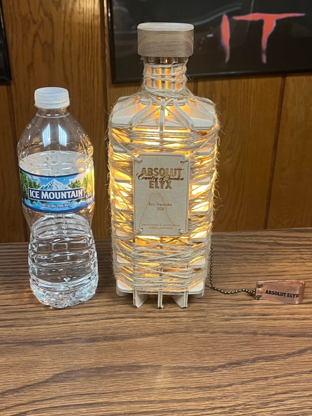 RARE ABSOLUT VODKA ELYX DISPLAY BOTTLE LAMP MADE BY AN ARTIST IN THAILAND