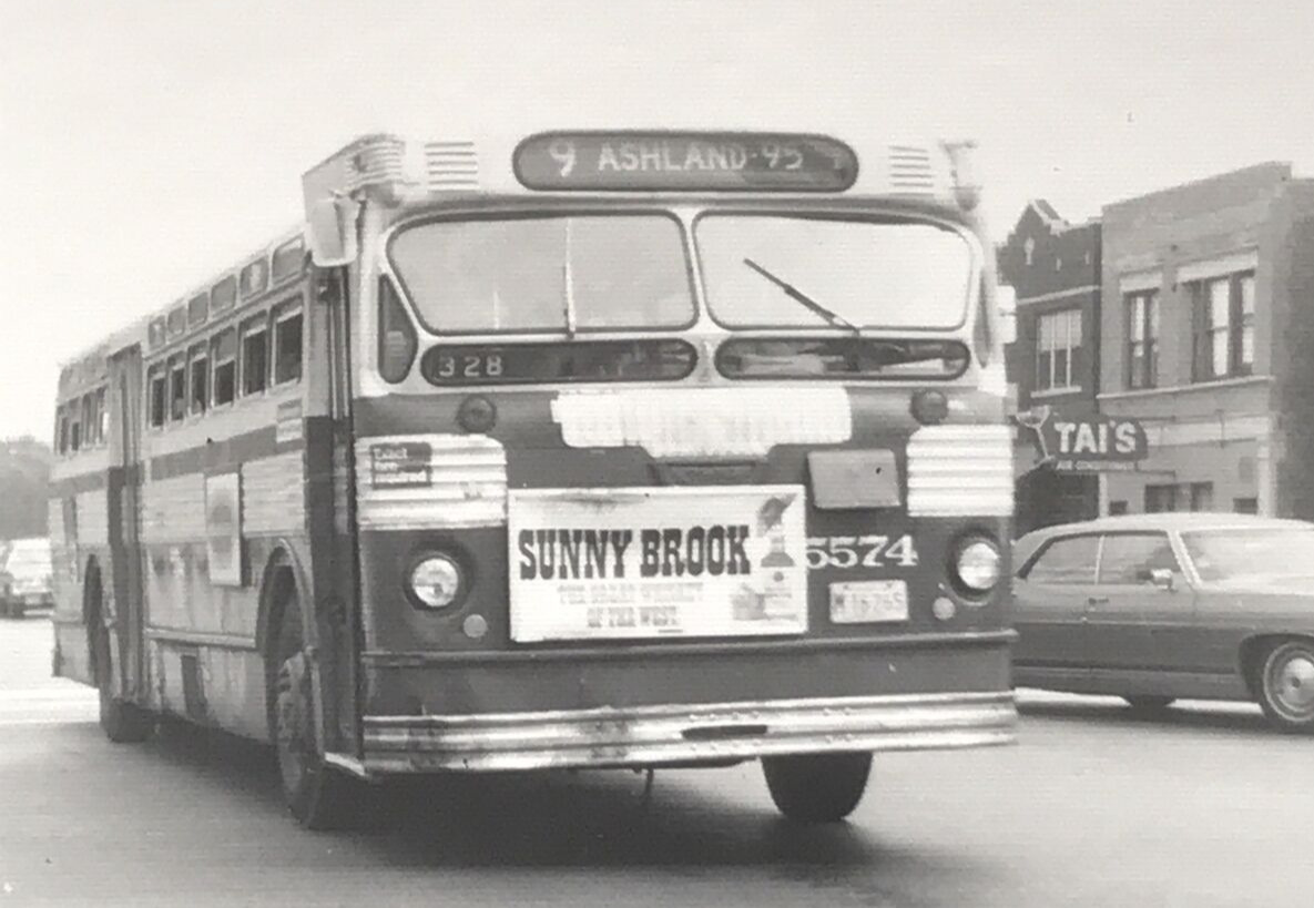 1970s Chicago Transit Authority CTA #5574 Sunny Brook Whiskey Ad B&W Photo