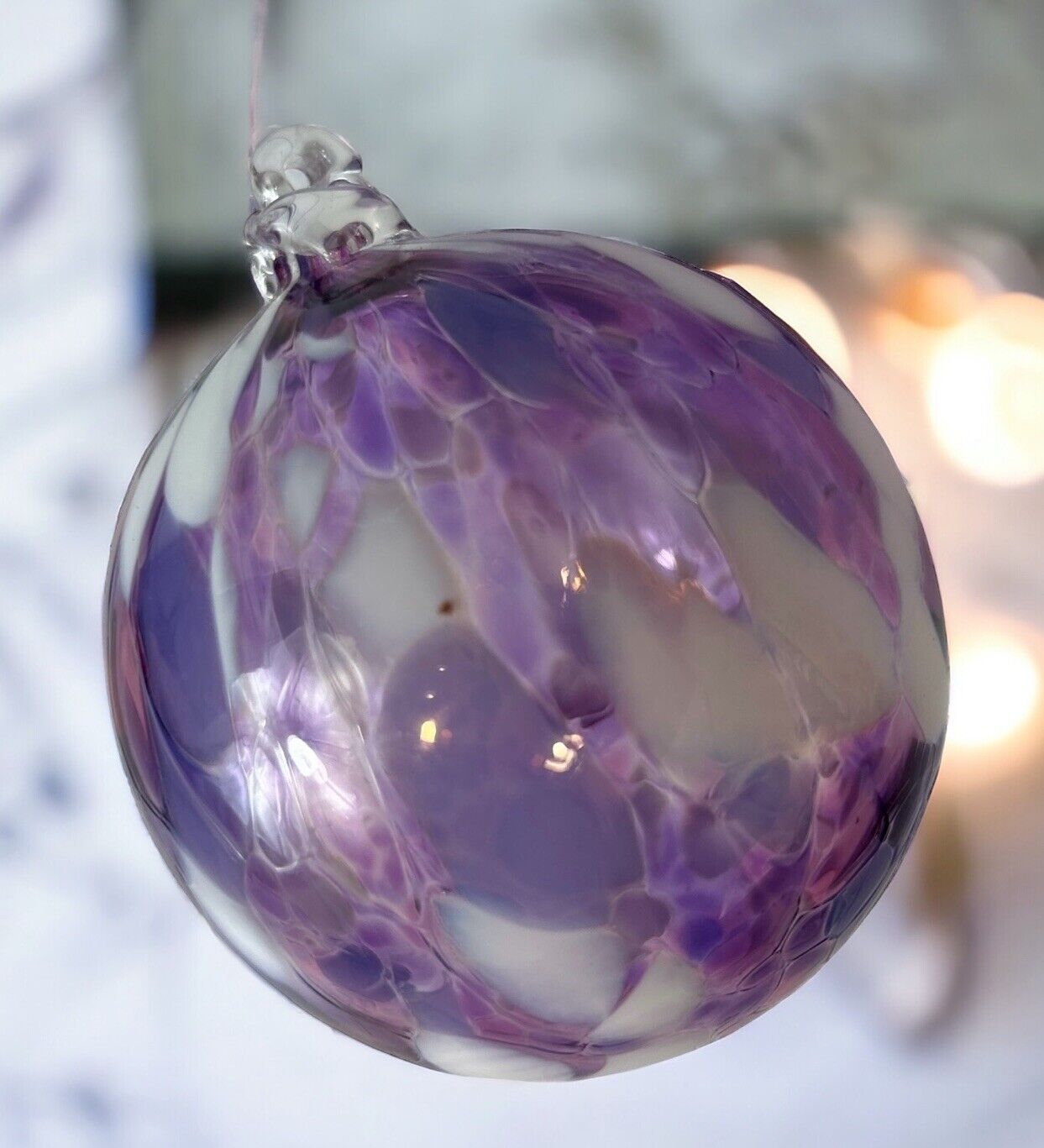 Artisans’ Guild Gallery Purple Hand Blown Glass Ball Ornament 4 in