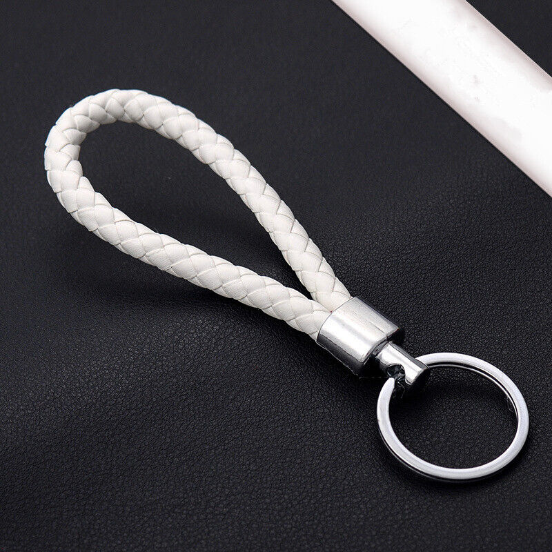 Colorful Keychain Leather Rope Strap Weave Keyring Key Chain Ring Key Fob Gifts