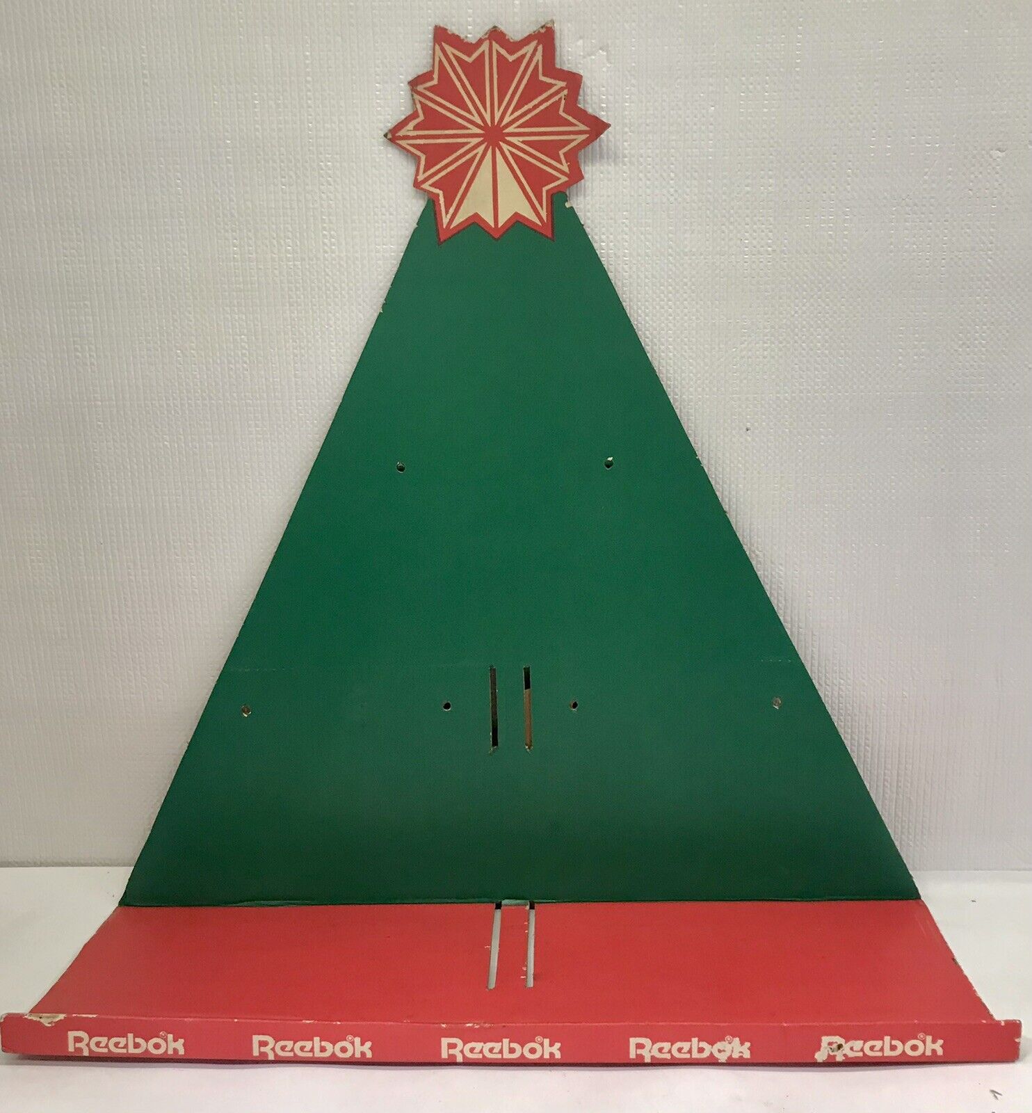 Vintage 90s Reebok 24” Cardboard Easel Back Christmas Tree Store Display Sign