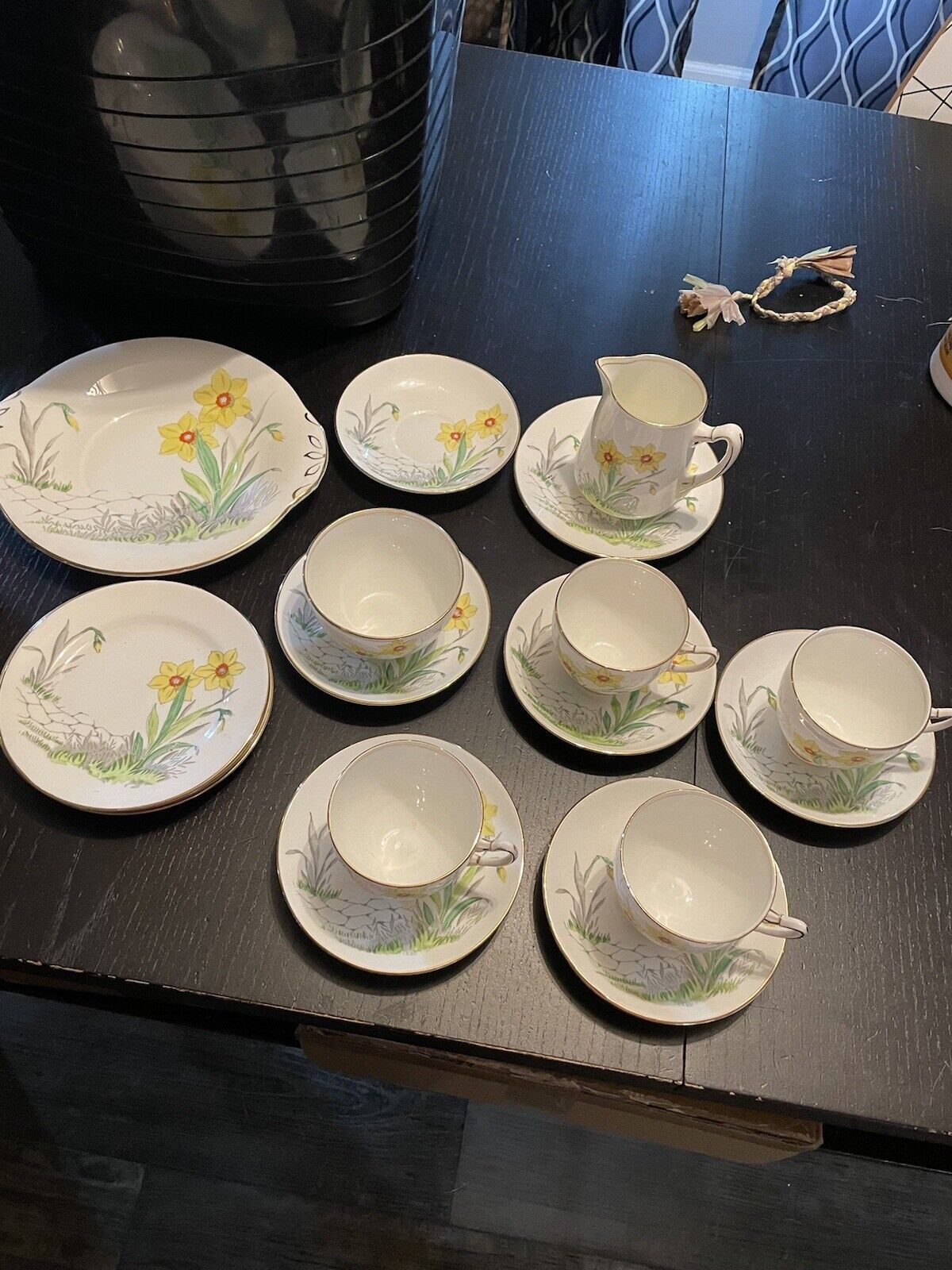 Lot of Vintage Adderley bone china, daffodil pattern, made in England 
