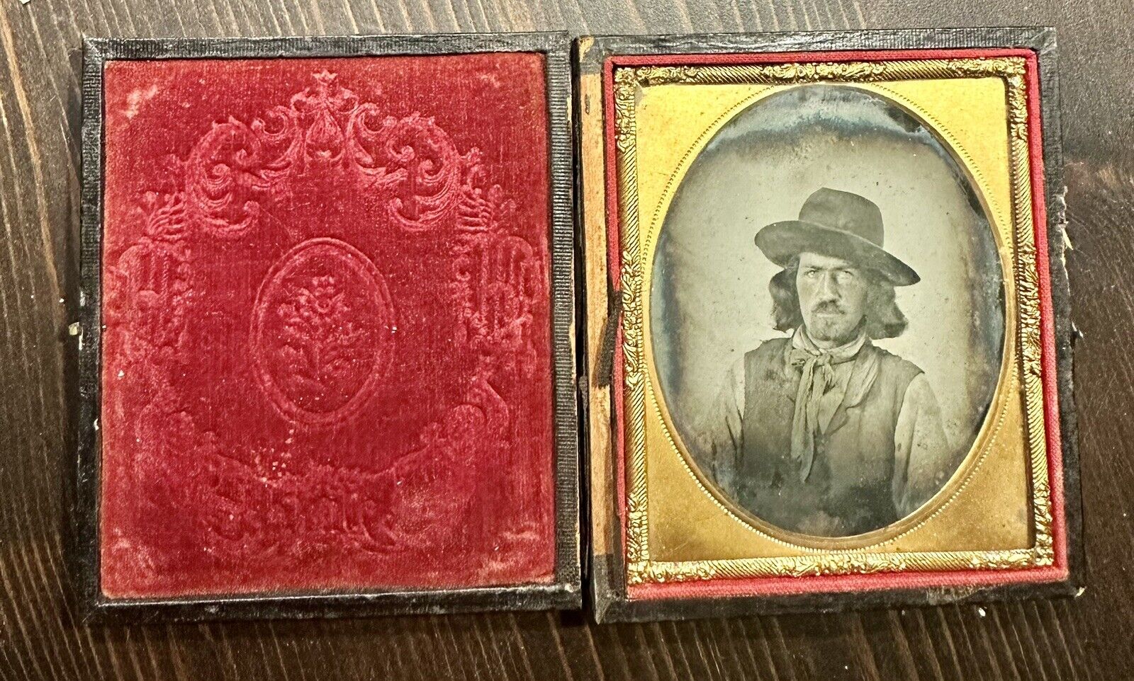 1850s Ambrotype of a Mean Looking Gold Rush Miner Found @ Gridley California