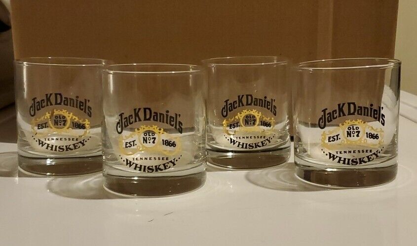 Jack Daniel's Old No 7 Tennessee Whiskey Est 1866 (SET OF 4) Small 6 oz Glasses