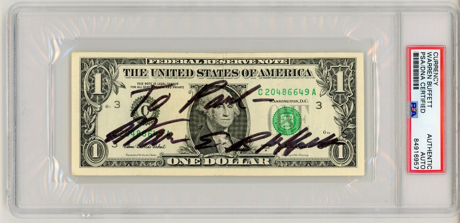 Warren Buffett ~ Signed Autographed $1 Dollar Bill Berkshire Hathaway ~ PSA DNA