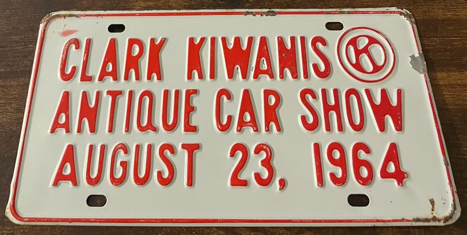 1964 Clark Kiwanis Antique Car Show Booster License Plate STEEL