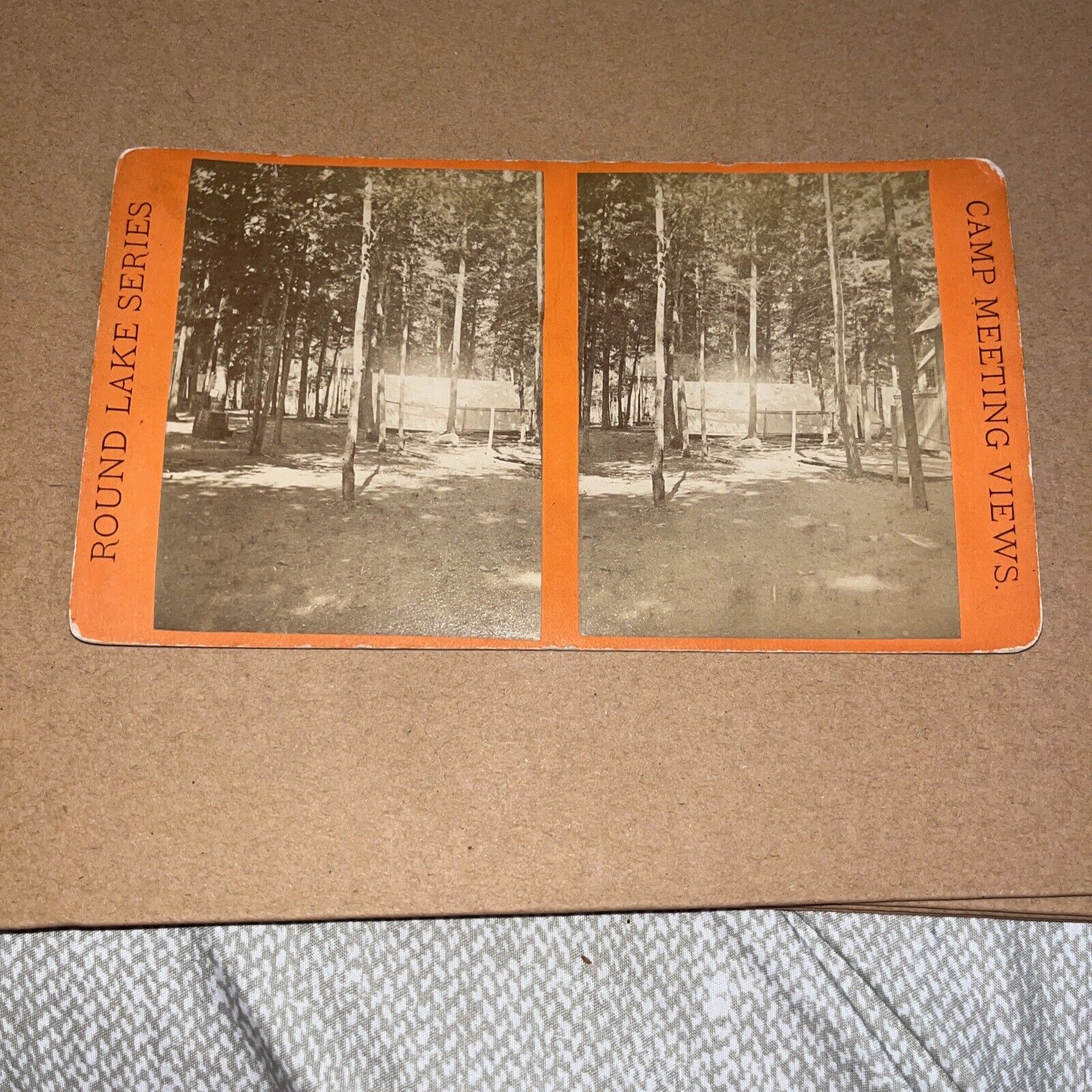 Round Lake Camp Meeting Ground NY Stereoview Card Photo: Fletcher Ave To Depot