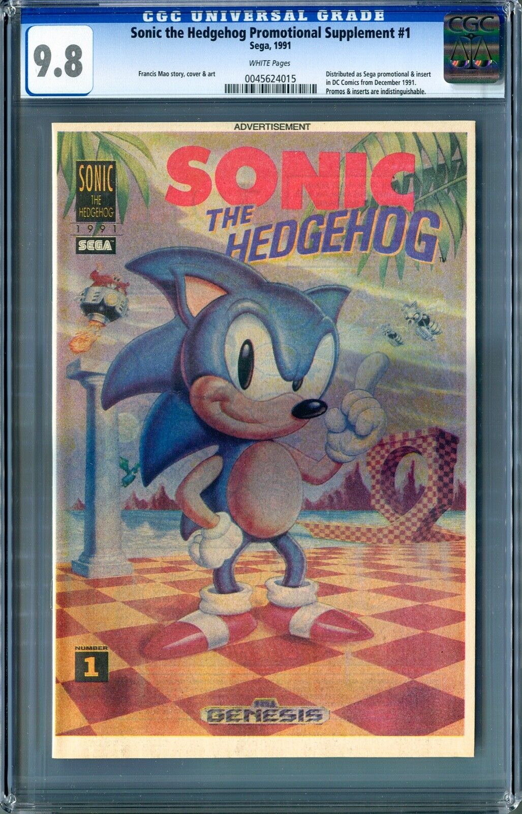 Sonic the Hedgehog Promotional Supplement #1 (SEGA 1991) CGC 9.8 White KEY