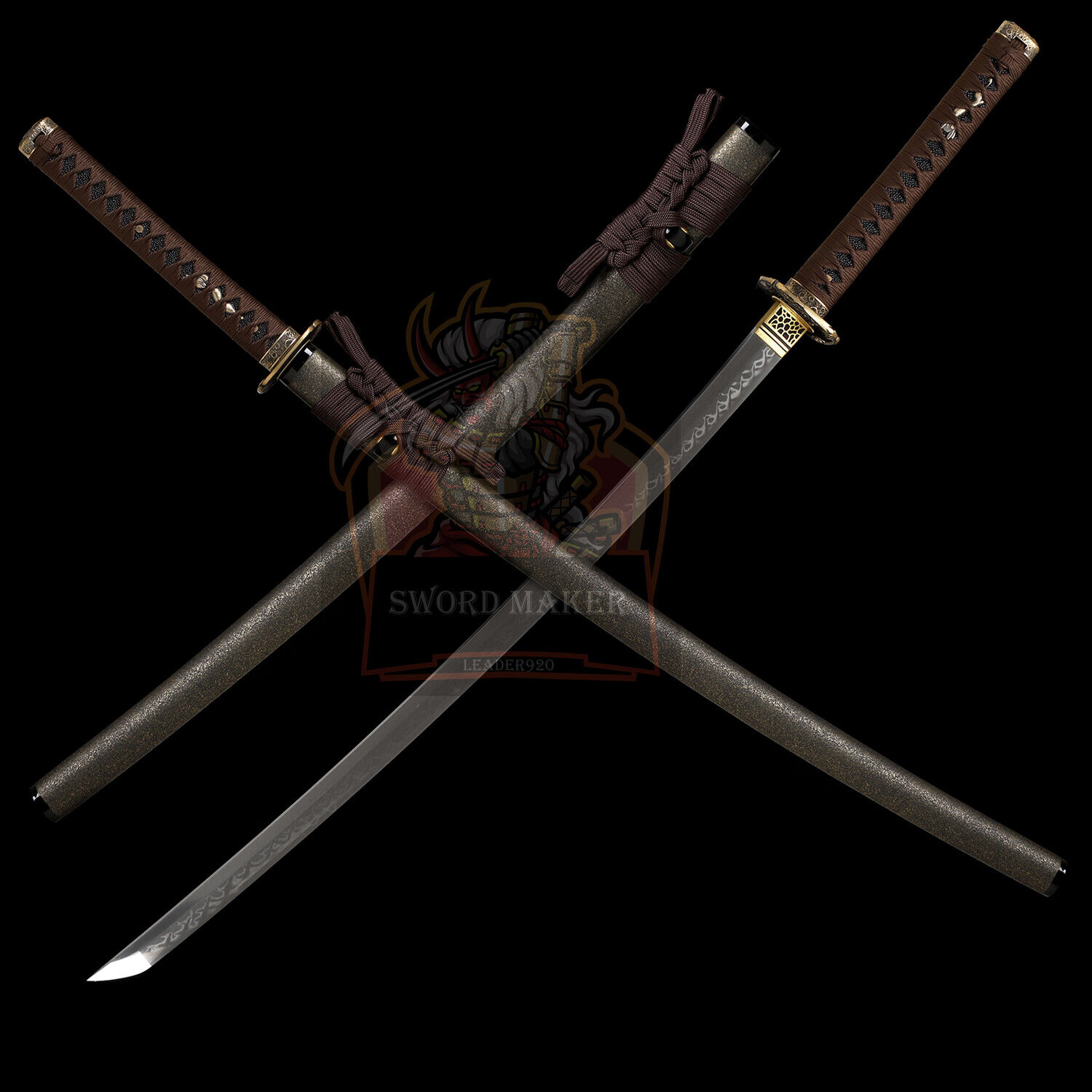 Japanese Samurai Katana Clay Tempered L6 Steel Blade Sword Full Tang Brass Tsuba