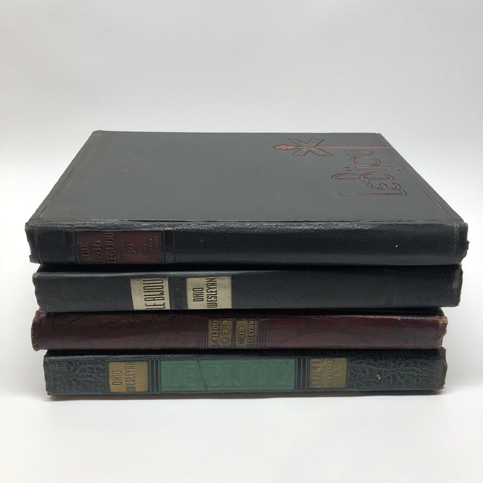 Ohio Wesleyan University Le Bijou Yearbooks (1936, 1938, 1939, 1940)