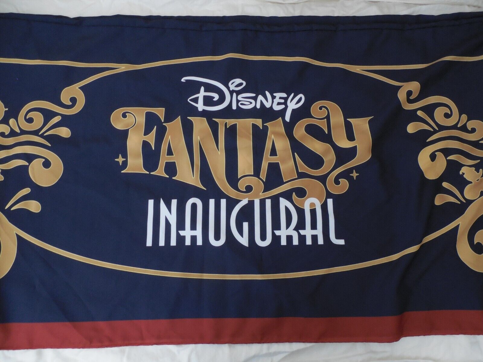 Rare Disney Cruise Line Fantasy Ship Inaugural Tablecloth Prop DCL Hidden Mickey