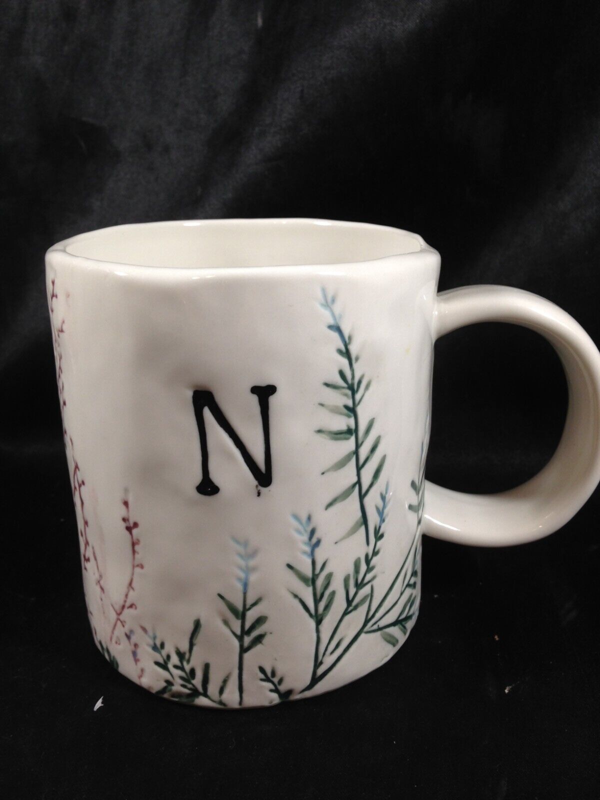 Anthropologie DAGNY Wildflowers Coffee Mug Monogram “N”