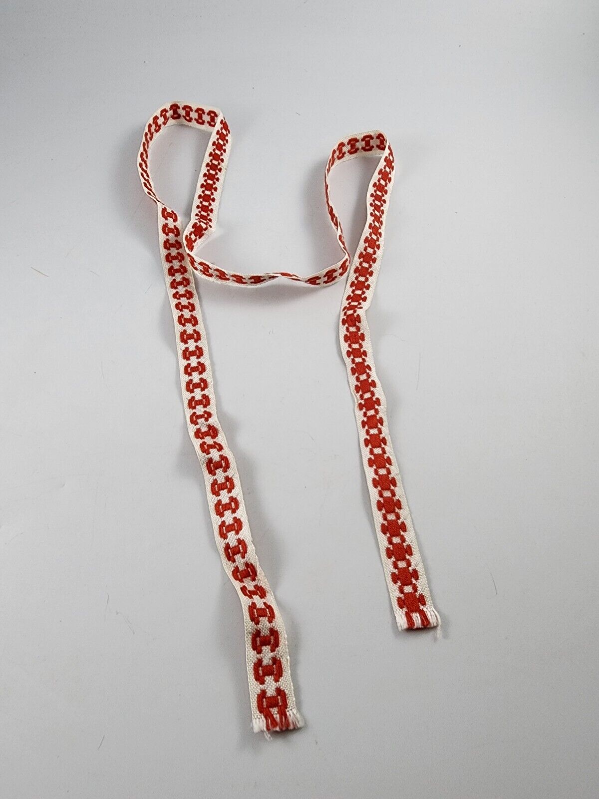 Lithuanian Woven Sash Red and White Design 5/8\