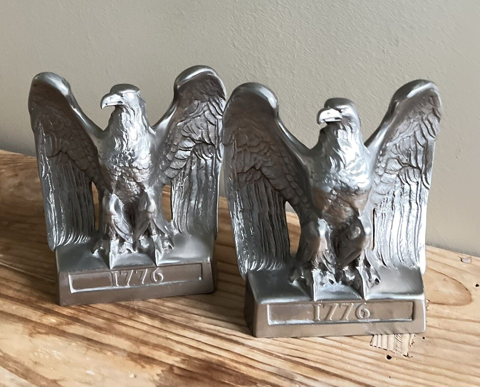 Bald Eagle Bookends 1776 Colonial Philadelphia Manufacturing Co Vintage Silver