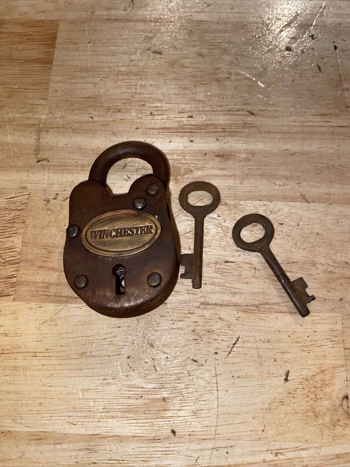 Winchester Padlock Key Brass Lock Set Lot Western Wyatt Earp Collector METAL WOW