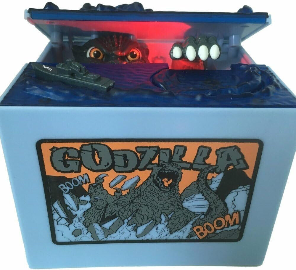 Godzilla Dinosaur COIN BANK Stealing Thief Coffin Battery Minus One 1 Bank Toy