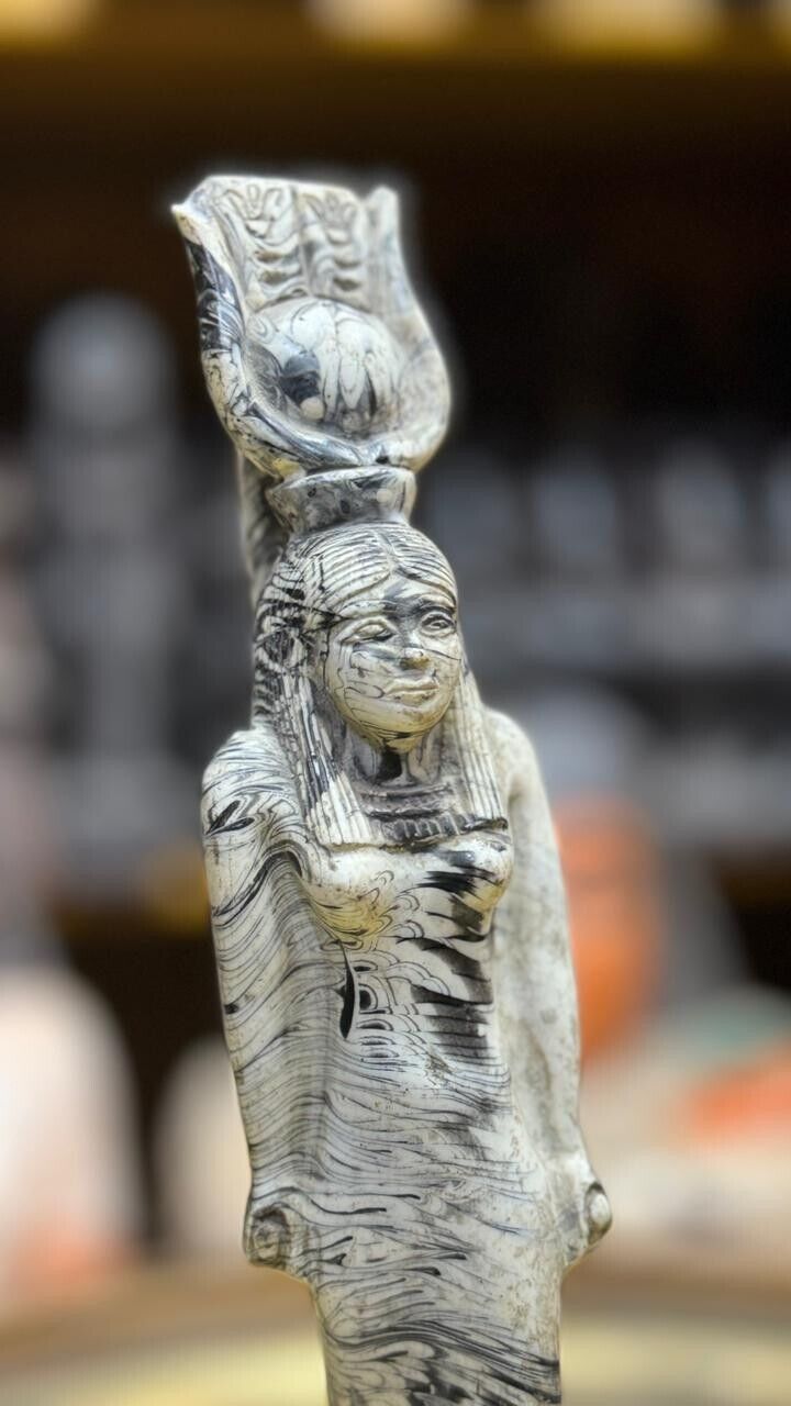 Unique Pharaonic Ancient Egyptian Antique Statue Of Goddess Hathor Of Rare Stone