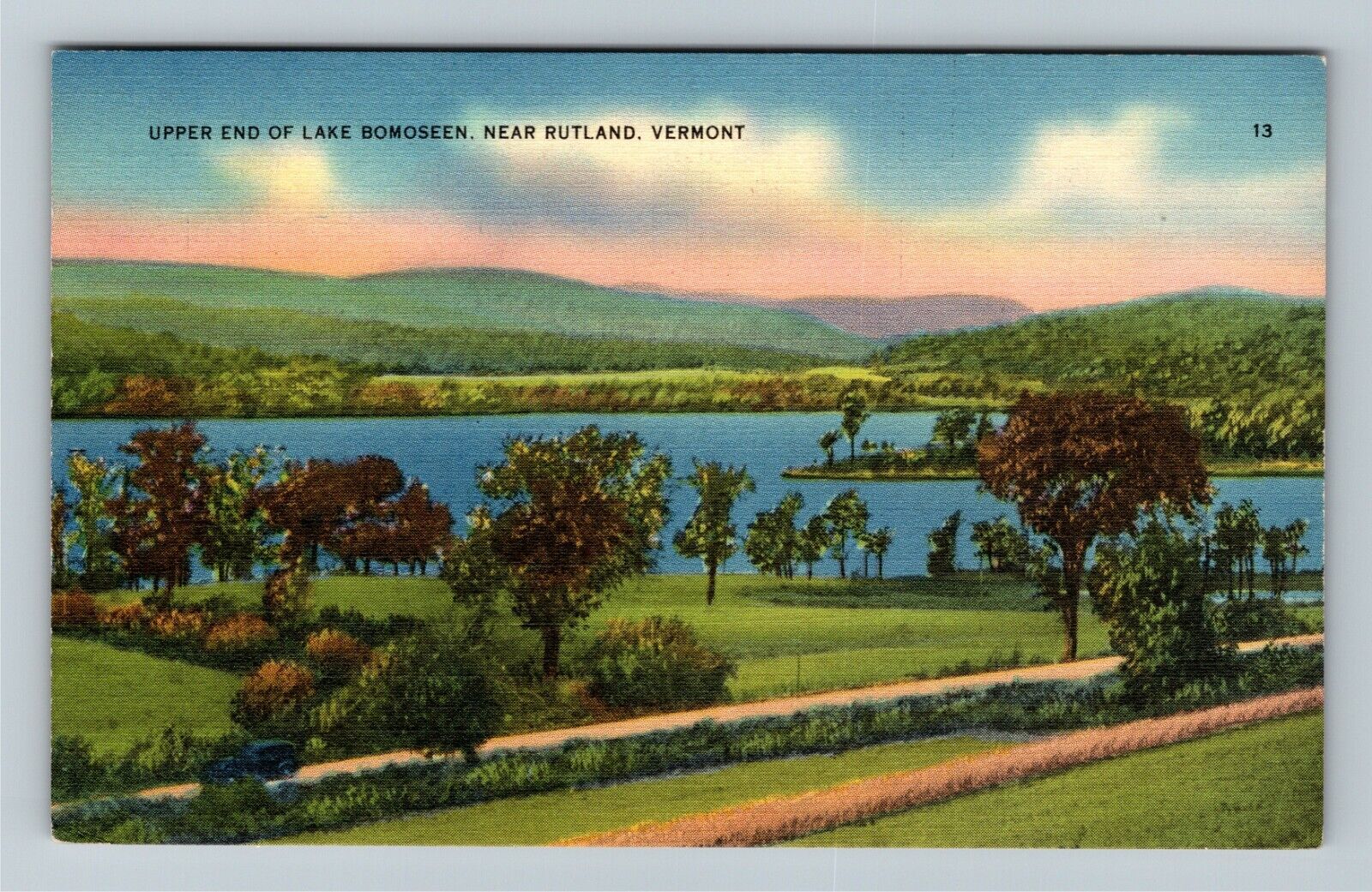 Rutland VT, Upper End Lake Bomoseen, Vermont Vintage Postcard