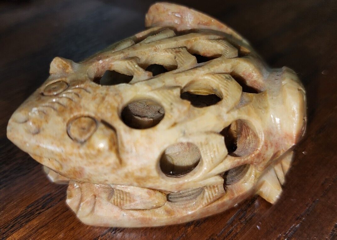 Carved Stone ~ Flower Arranger / Frog 