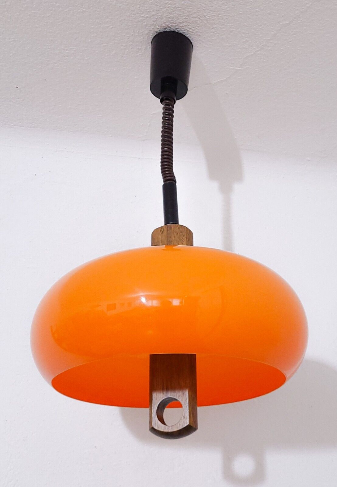 TEMDE orange ceiling pendant lamp light vintage Mid Century UFO Space Age 70s
