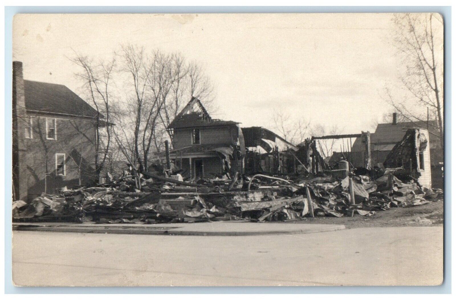 c1930's Old Opera House Disaster Scene Street RPPC Photo Vintage Postcard