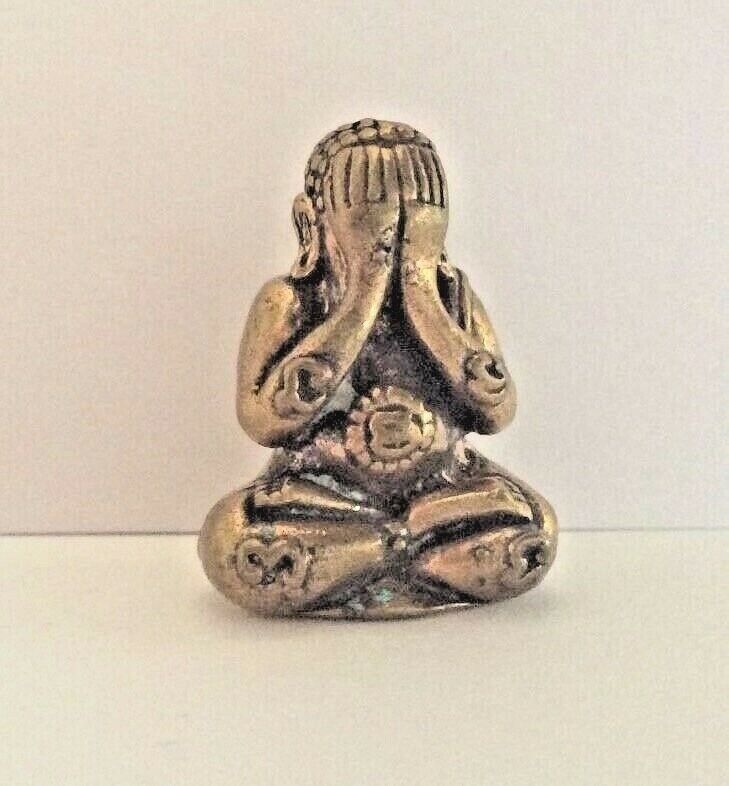 Divinity Man Buddha Hallmark Sacred Amulet Brass Figurine Thailand b89