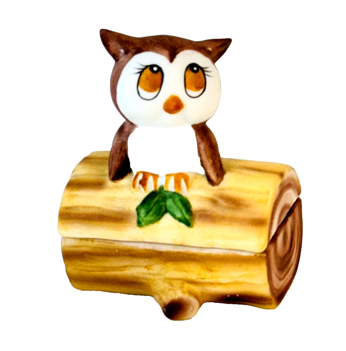 Lefton Ceramic Owl Trinket Box Mini