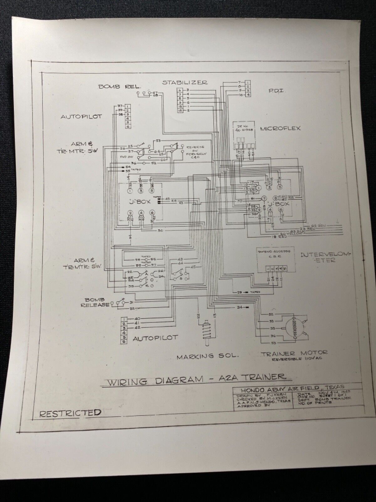 WW2 A2A Bomb Trainer Diagram Restricted Photo AAF Navigation School Hondo TX 2