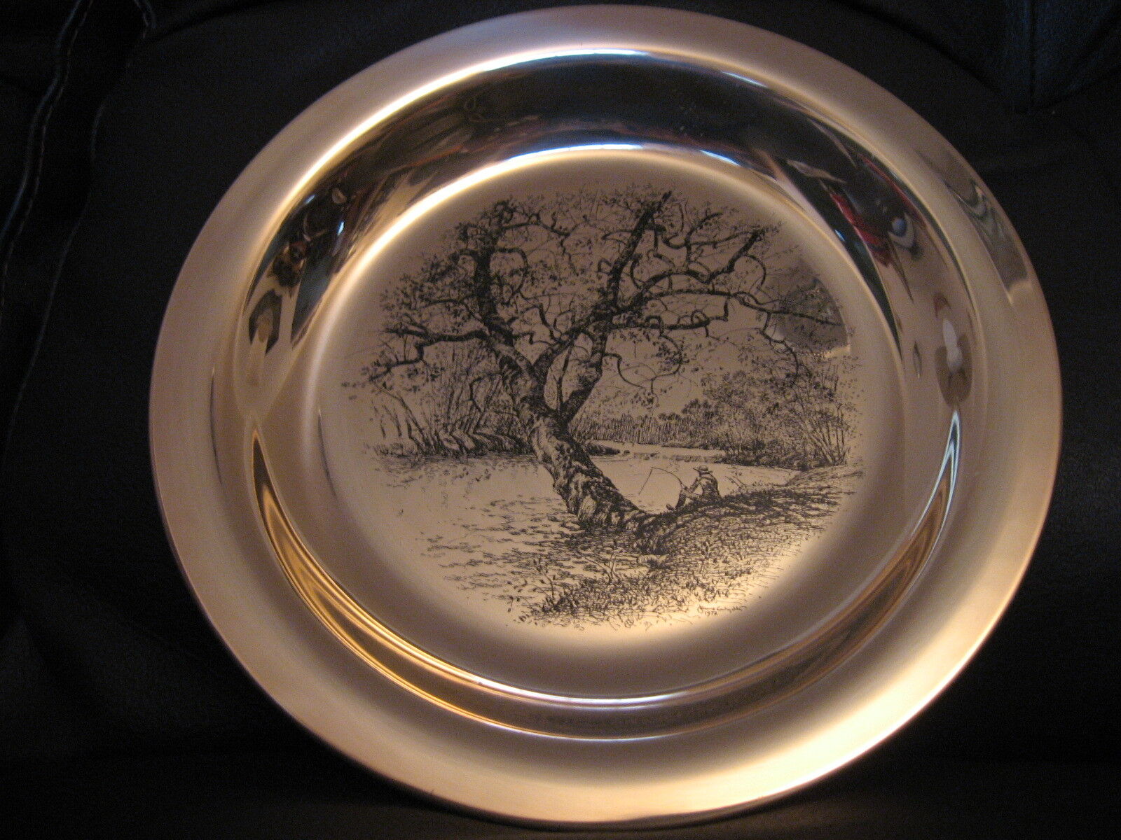 1972 FRANKLIN MINT *STERLING SILVER DISH PLATE* JAMES WYETH Along the Brandywine