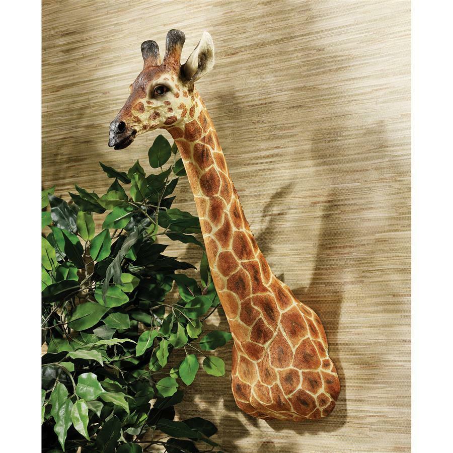 African Sahara Wildlife Life-Like Giraffe Wall Trophy Animal Sculpture Decor