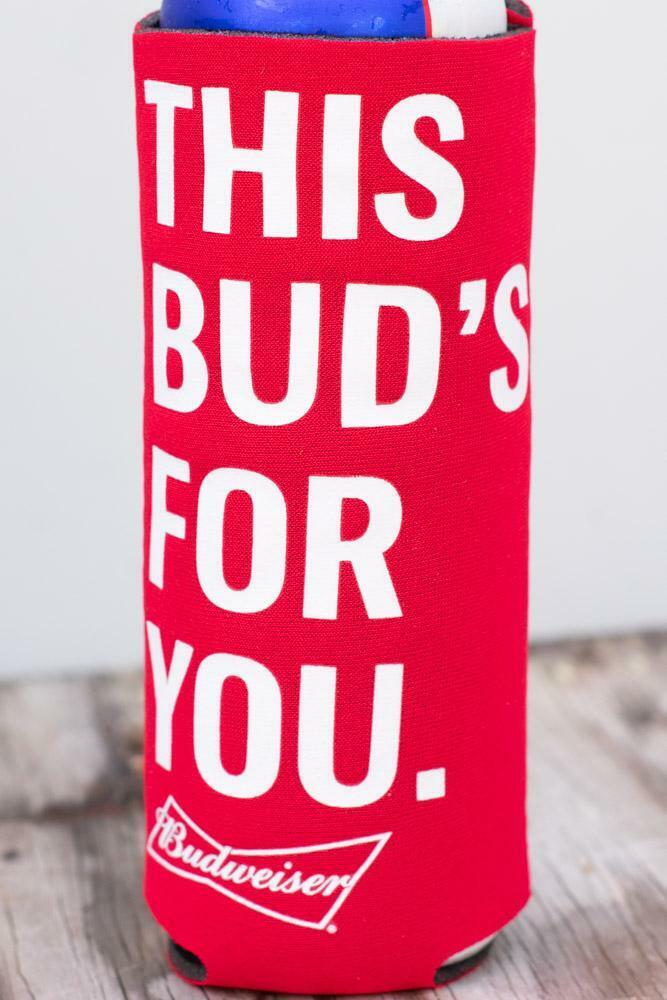 Budweiser Beer Cooler Fits 16 oz Aluminum Can THIS BUD\'S FOR YOU