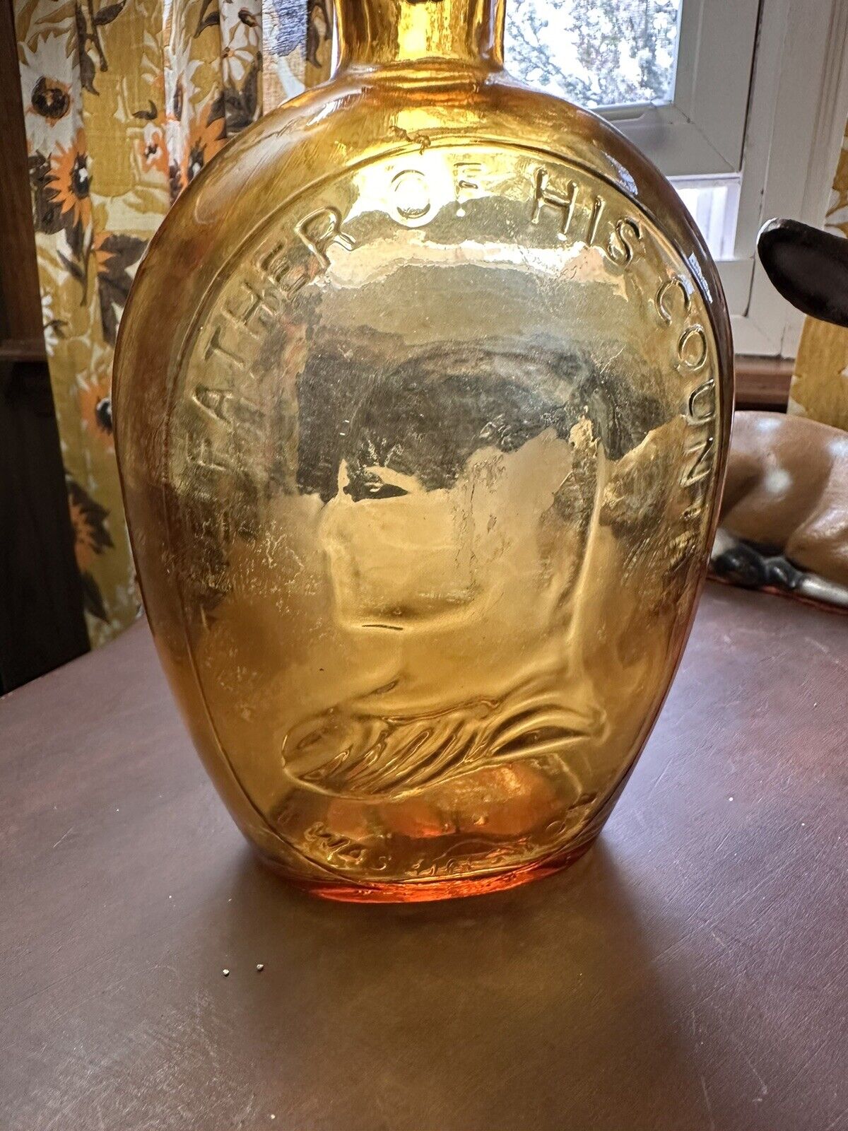 GEORGE WASHINGTON WHEATON BOTTLE Amber Glass Father of His Country Bottle