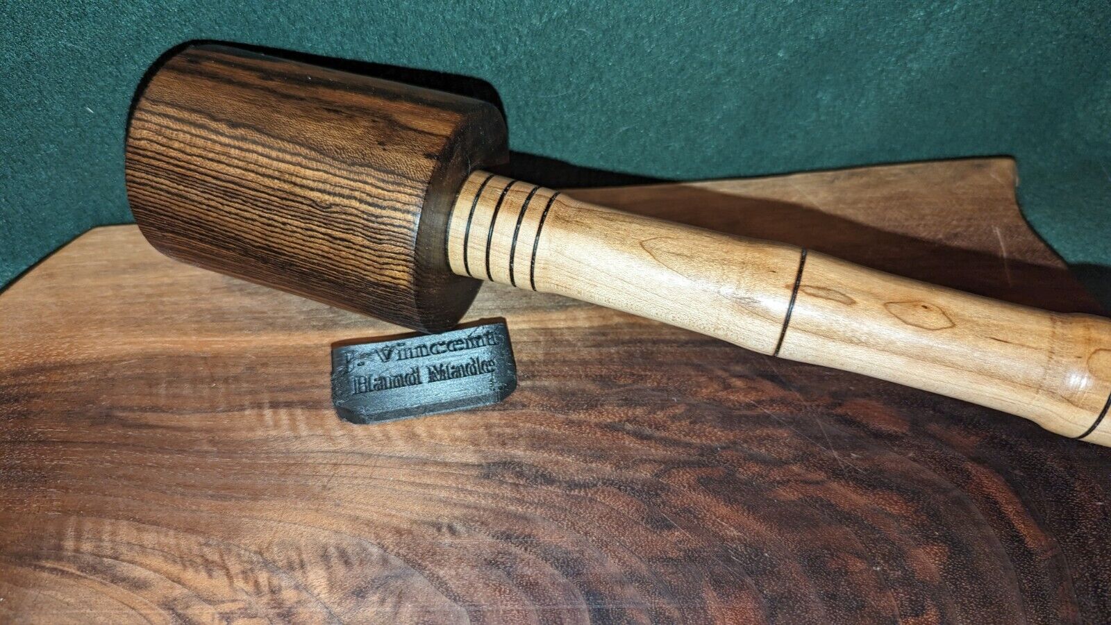 Bocote and Hickory 18oz. Mallet Handmade Woodworkers