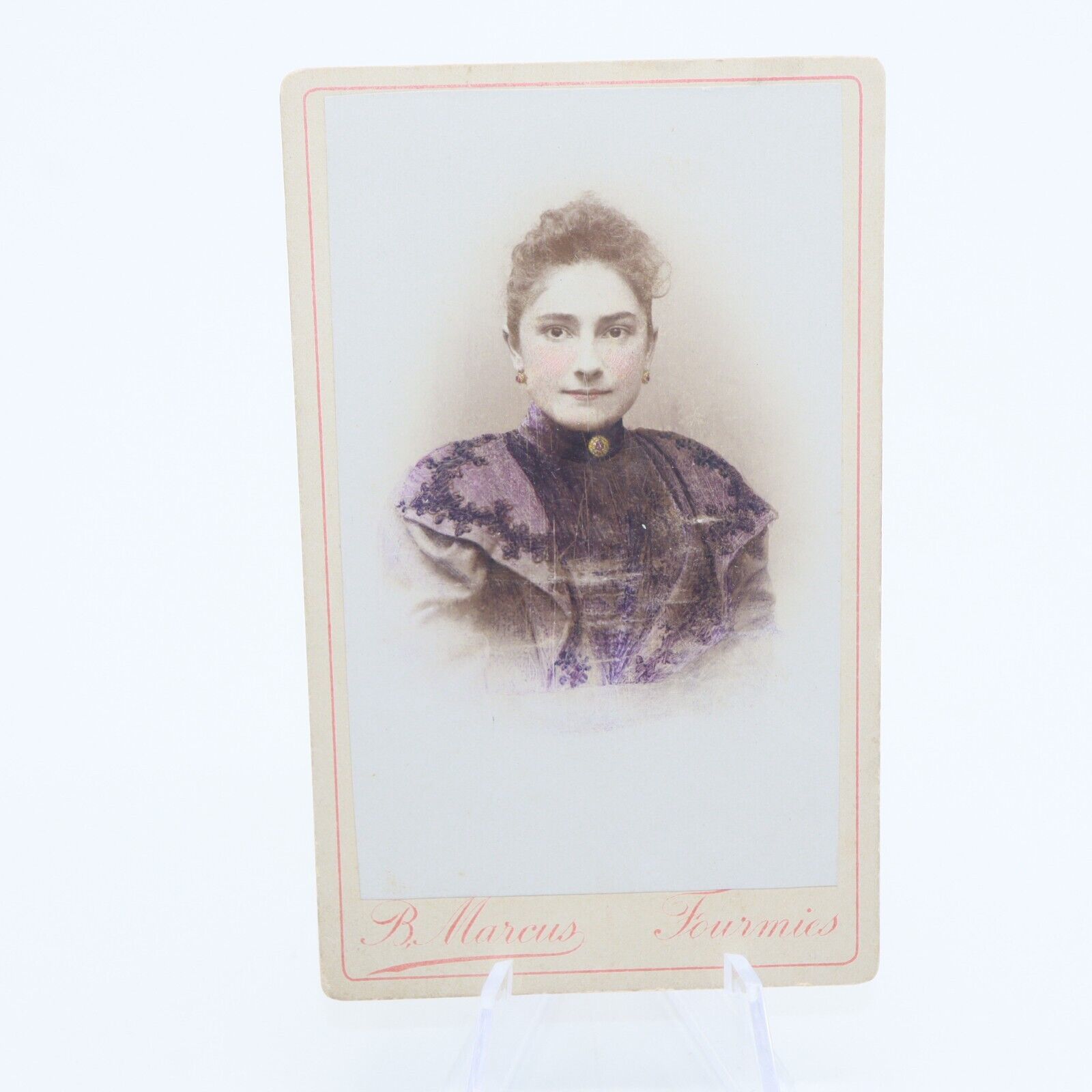 Antique 1800s Colored CDV Photo Beautiful Young Woman France