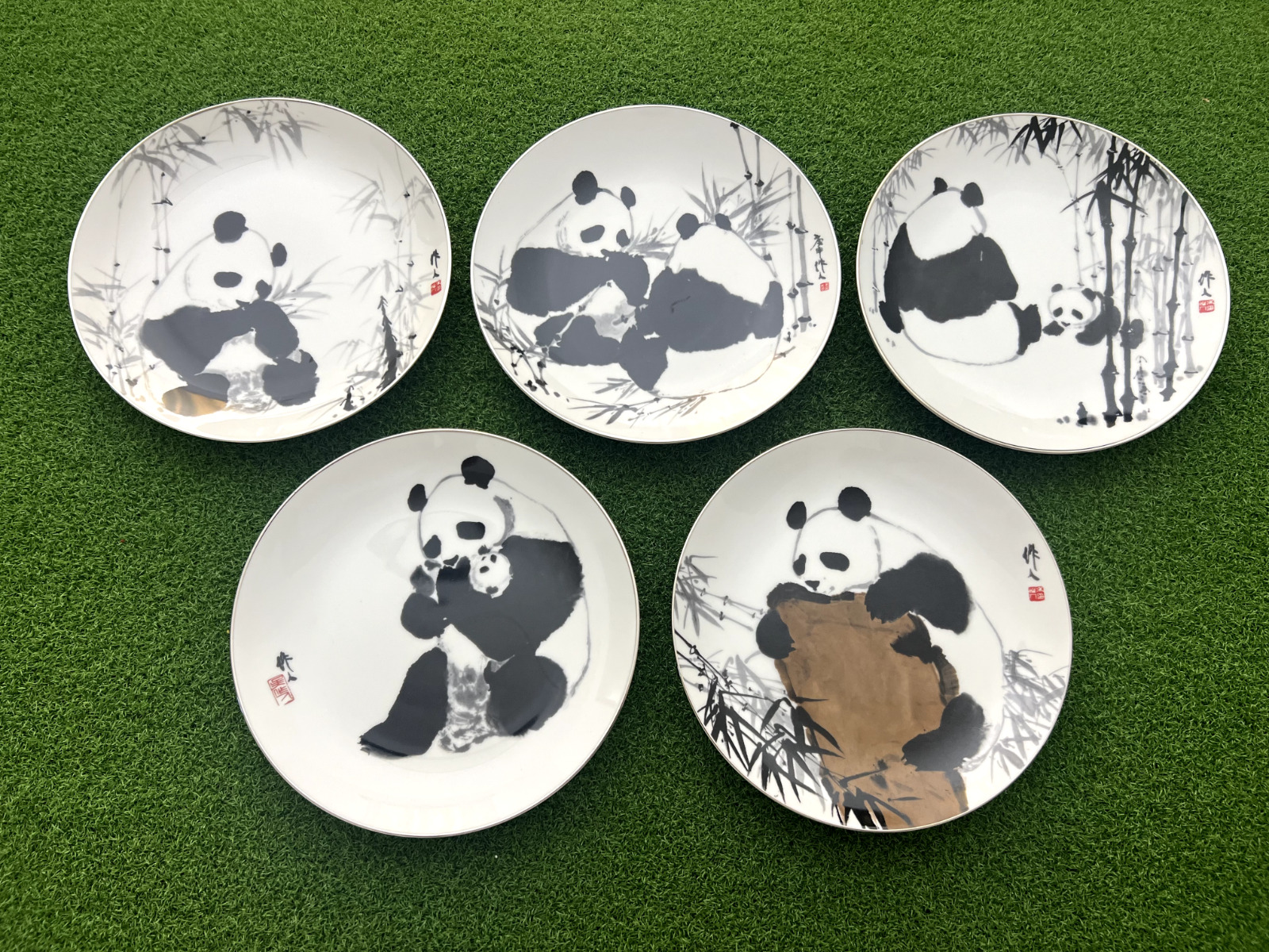 Fleetwood Collection The Pandas of Wu Zuoren Porcelain Plates Set 5 COA 383/5000