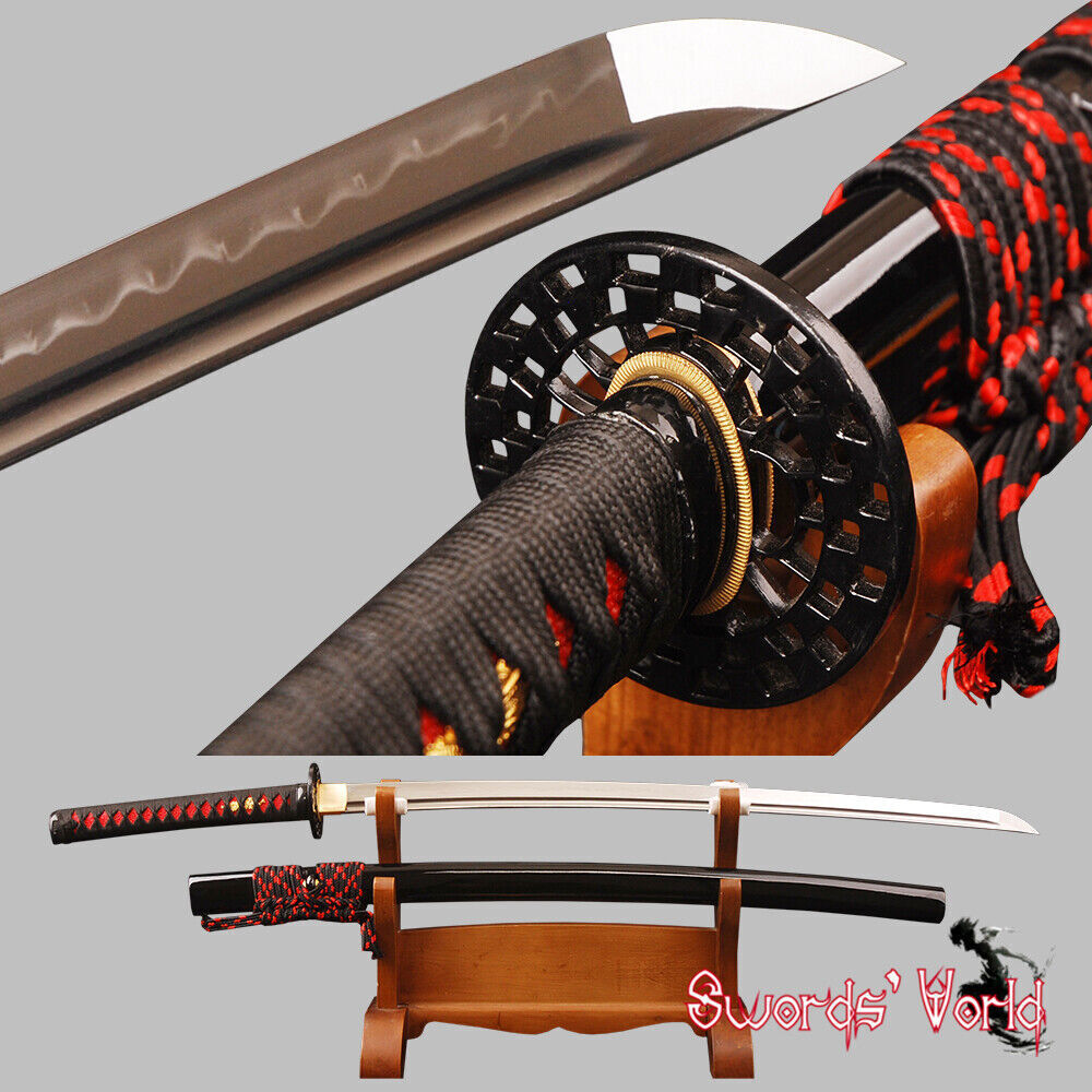 Red Real Rayskin Japanese Samurai KATANA Sword Cool Clay Tempered Sharp Blade