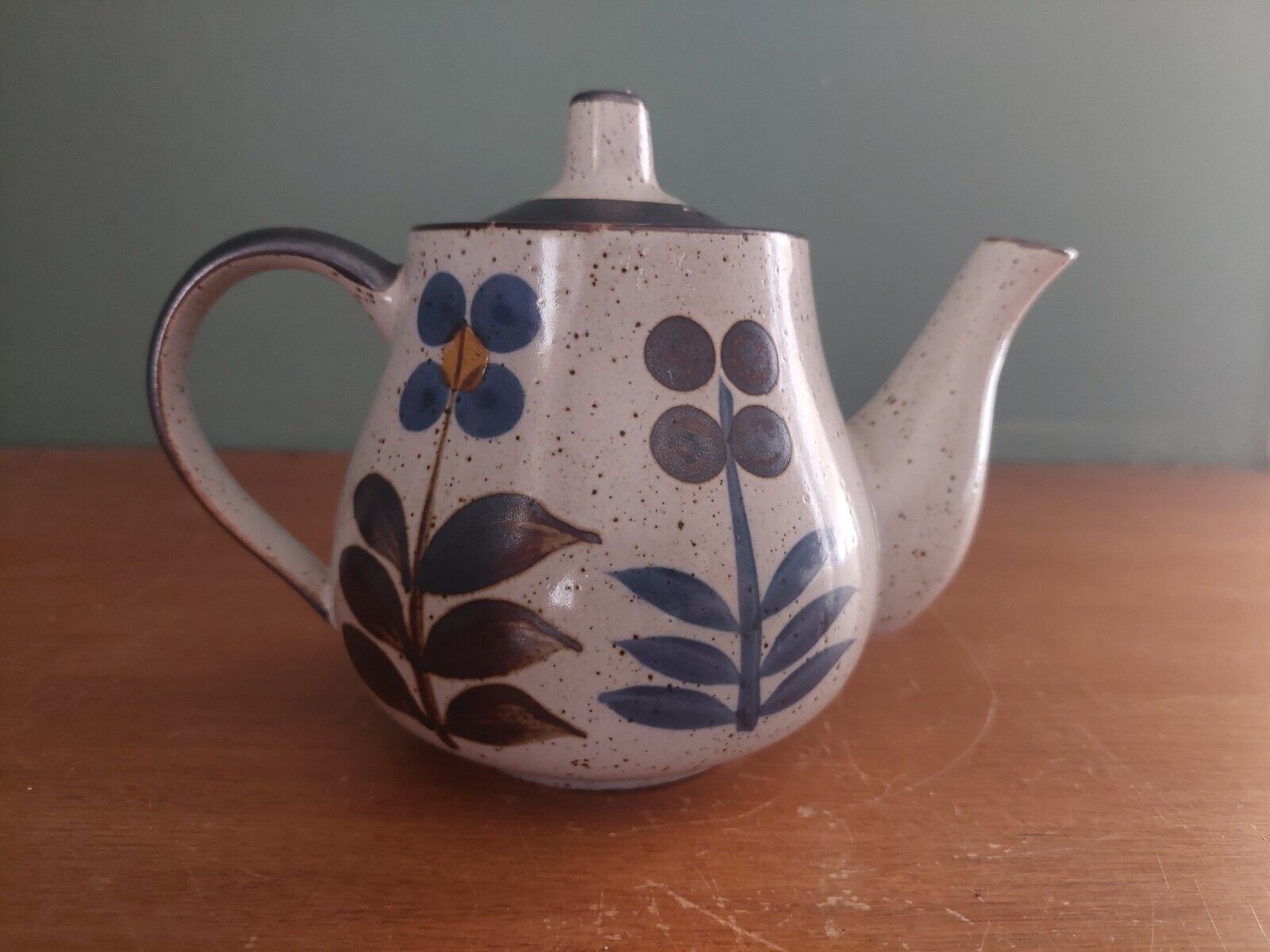 Vintage Otagiri Stoneware Teapot Speckled Flower Glaze