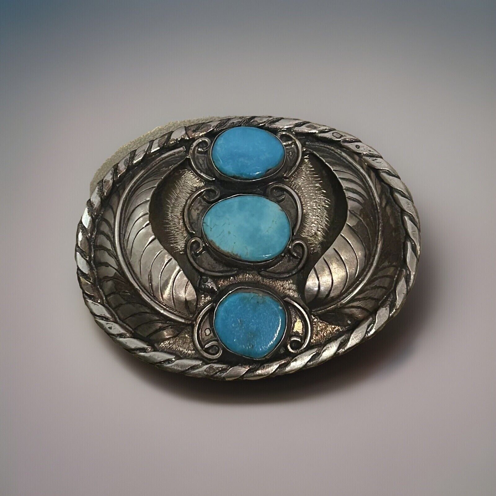 ▪️ONE OF A KIND NAVAJO  BLOSSOM BELT BUCKLE TURQUOISE STERLING SILVER ▪️