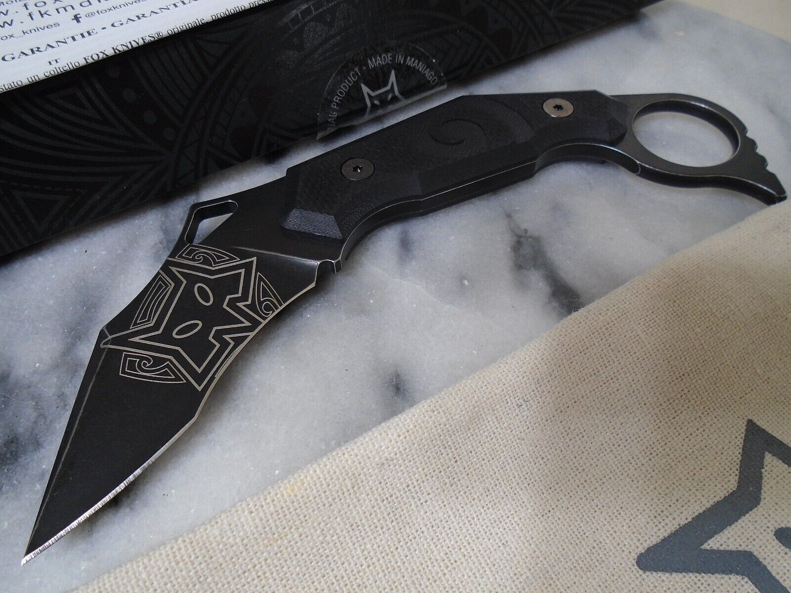 Fox Italy Tanto Karambit Fixed Blade Knife FX-651 N69OCo Whongi G10 Kydex New
